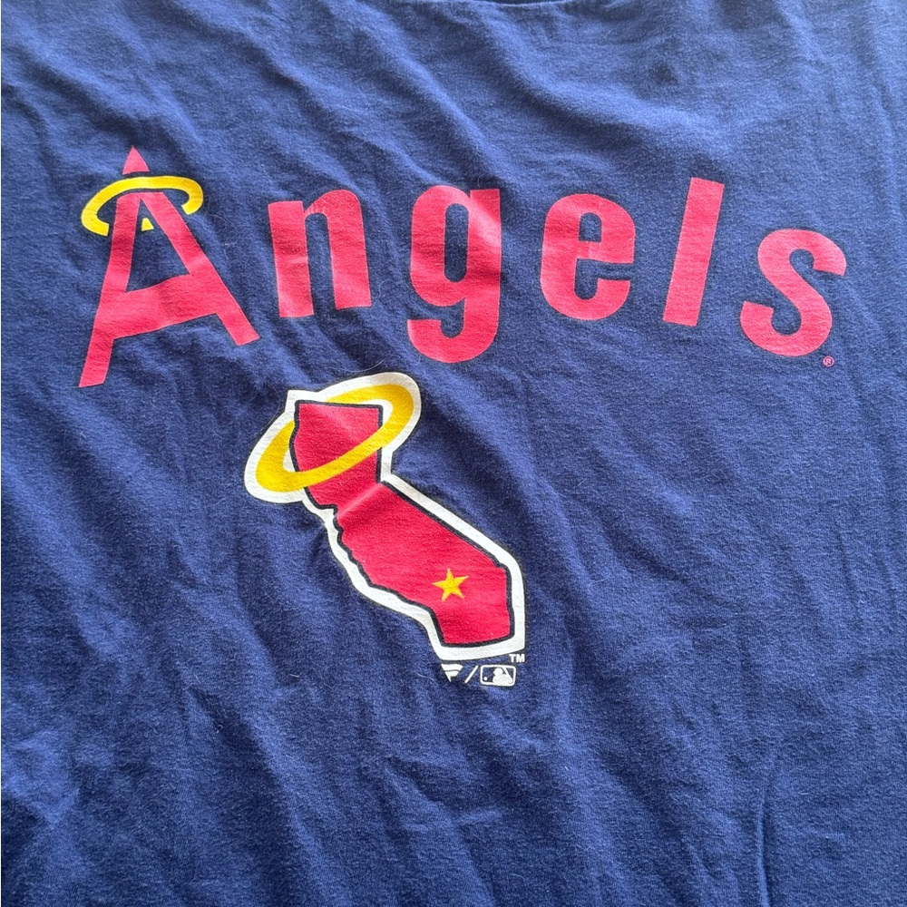 LA Angels Baseball Tee | Fanatics |‎ Size L | Navy Blue MLB Shirt - Picture 4 of 5